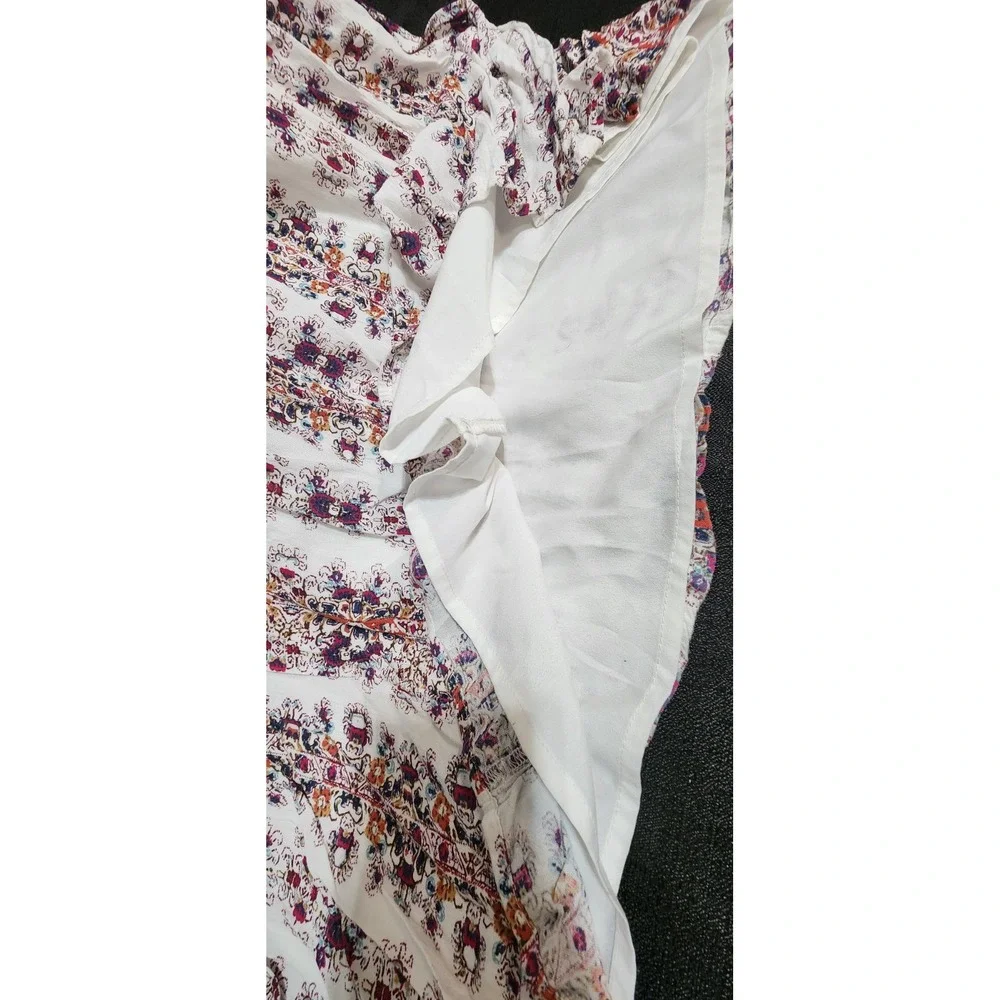 ABERCROMBIE & FITCH Women Maxi Dress‎ Sz Small White Floral Lace Up Boho Hippie
